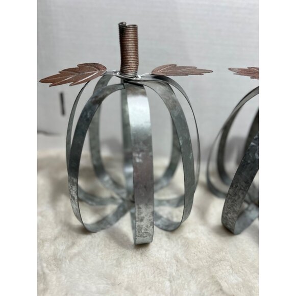 Galvanized Pumpkin decor lot of two fall decorations - Picture 2 of 6